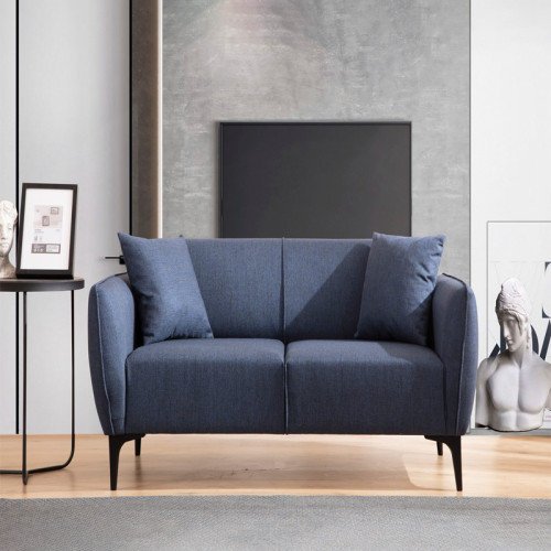 2 seater sofa PWF-0565 pakoworld fabric blue 180x95x67cm