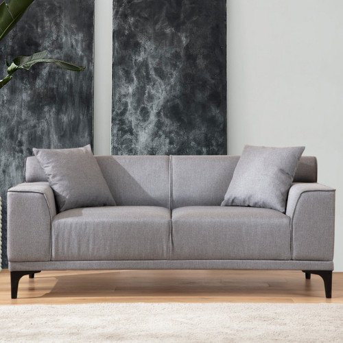 2 seater sofa PWF-0566 pakoworld fabric light grey 163x69x86cm