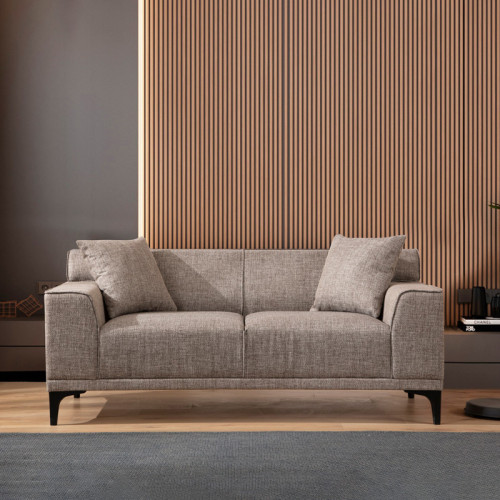 2 seater sofa PWF-0566 pakoworld fabric beige-brown 163x69x86cm