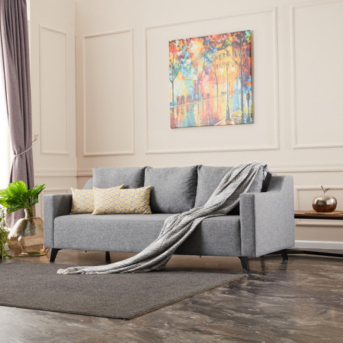 3 seater sofa-bed PWF-0592 pakoworld fabric grey 230x90x74cm