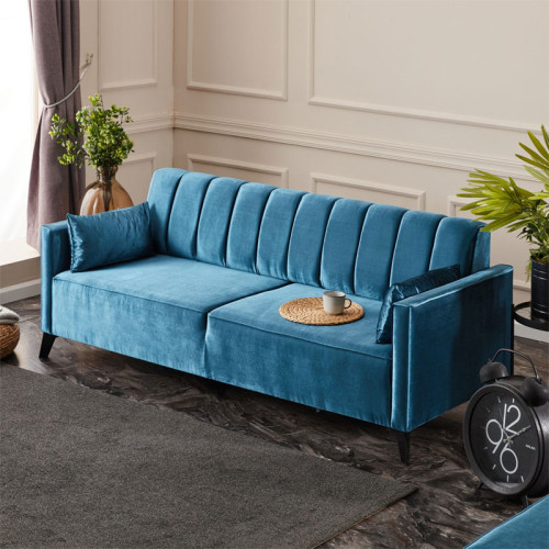 3 seater sofa-bed PWF-0576 pakoworld velvet turquois 206x88x80cm