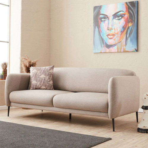 3 seater sofa-bed PWF-0577 pakoworld fabric beige-brown 210x95x80cm