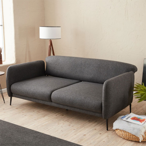 3 seater sofa-bed PWF-0577 pakoworld fabric anthracite 210x95x80cm