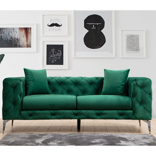 2 seater Chesterfield type sofa PWF-0579 pakoworld fabric green 197x90x73cm