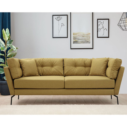 3 seater sofa PWF-0580 pakoworld fabric yellow 214x90x84cm