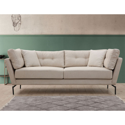 3 seater sofa PWF-0580 pakoworld fabric cream 214x90x84cm
