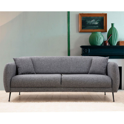 3 seater sofa PWF-0571 pakoworld fabric grey 214x98x85cm