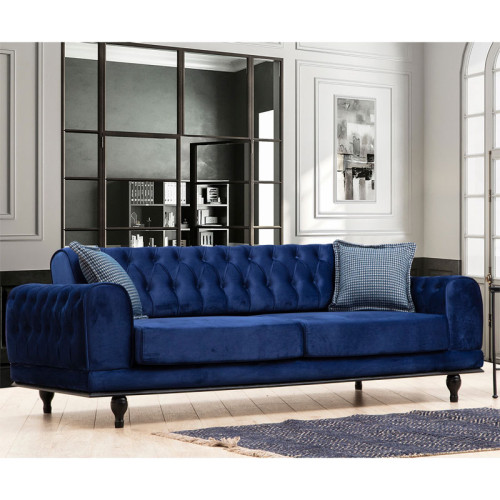 3 seater sofa-bed PWF-0567 pakoworld fabric blue 220x95x80cm