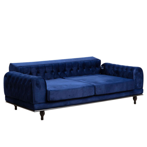 3 seater sofa-bed PWF-0567 pakoworld fabric blue 220x95x80cm
