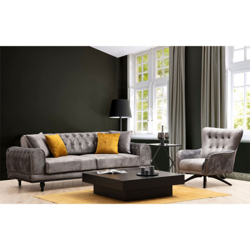 3 seater sofa-bed PWF-0567 pakoworld fabric anthracite 220x95x80cm