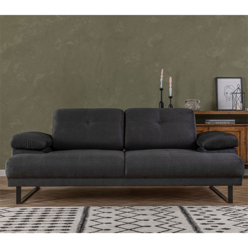 2 seater sofa PWF-0586 pakoworld fabric anthracite 199x99x83cm