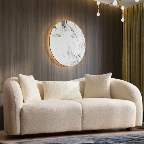 2 seater sofa PWF-0599 pakoworld fabric cream 190x91x76cm