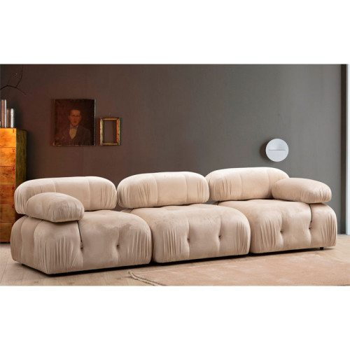 3-seater sofa Divine velvet in dark cream color 288x95x75cm