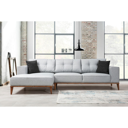 Corner sofa PWF-0504 right corner fabric gray-walnut 288x160x85cm DIOMMI 071-001123