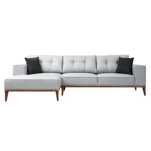 Corner sofa PWF-0504 right corner fabric gray-walnut 288x160x85cm DIOMMI 071-001123
