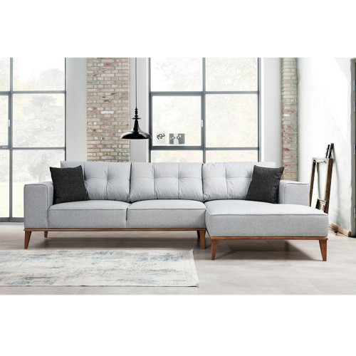 Corner sofa PWF-0504 left corner fabric gray-walnut 288x160x85cm DIOMMI 071-001125