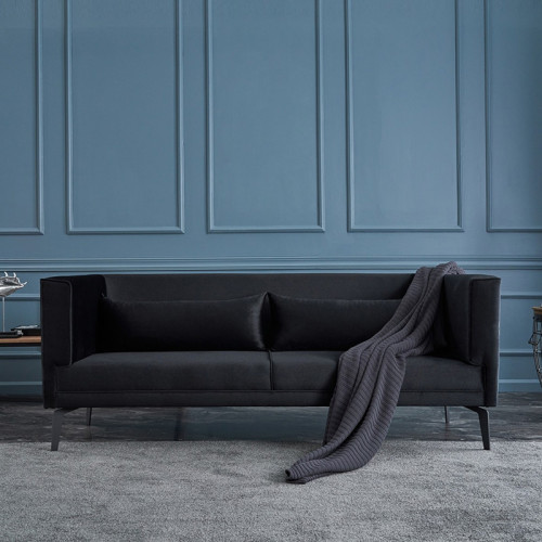 3-seater sofaPWF-0539 pakoworld velvet black 197x76x81cm
