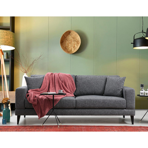 3-seater sofa PWF-0510 pakoworld fabric dark gray-black 210x85x90cm