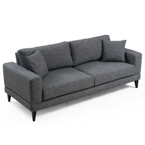 3-seater sofa PWF-0510 pakoworld fabric dark gray-black 210x85x90cm