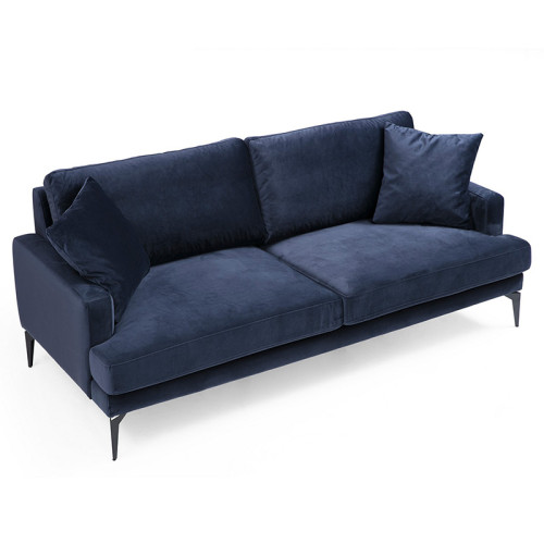 2-seater Sofa Fortune pakoworld velvet blue-black 175x88x90cm