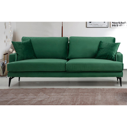 3-seater sofa Fortune pakoworld velvet green-black 205x90x88cm
