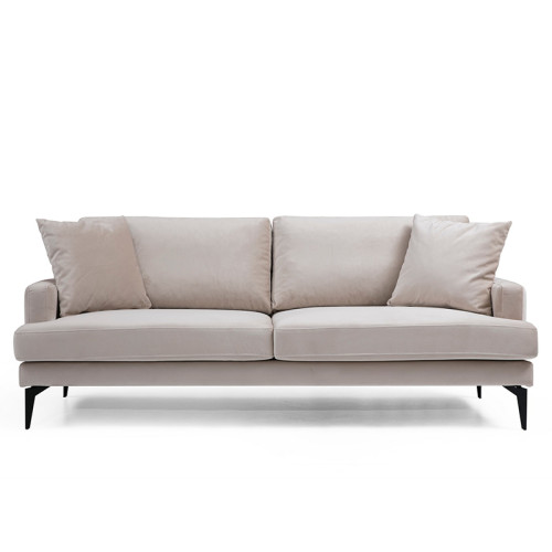 3-seater sofa Fortune pakoworld velvet beige-black 205x90x88cm