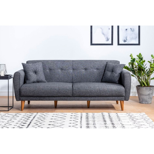3 seater sofa-bed PWF-0179 fabric in dark grey color 205x80x85cm