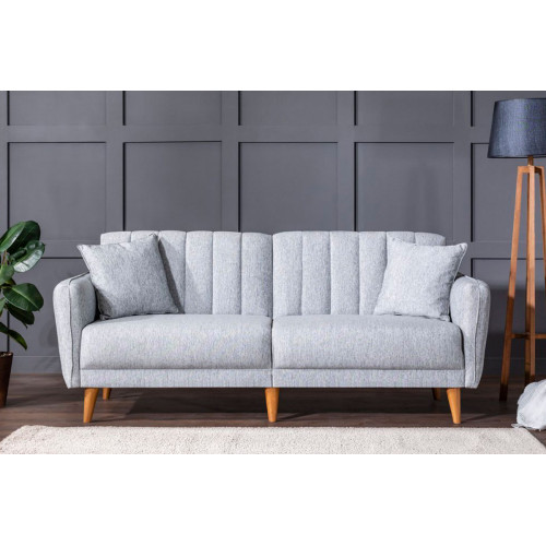 3 seater sofa-bed PWF-0178 fabric grey color 202x80x85cm DIOMMI 071-000451