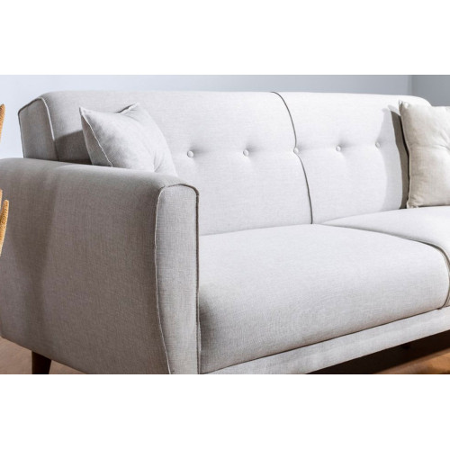 3 seater sofa-bed PWF-0179 fabric cream color 205x80x85cm