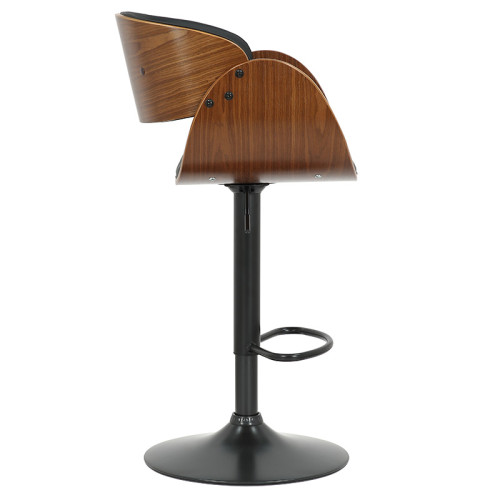Bar stool Hadley folding black pu-wood walnut-metal black