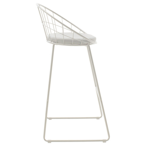 Seth bar stool white metal wire with white pvc cushion