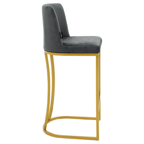 Bar Stool Impartial metal golden legs-velvet dark grey 106 cm high