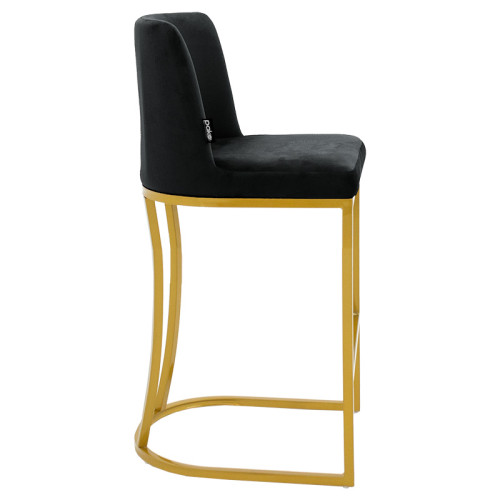 Bar Stool Impartial I metal golden legs-velvet black 95 cm high