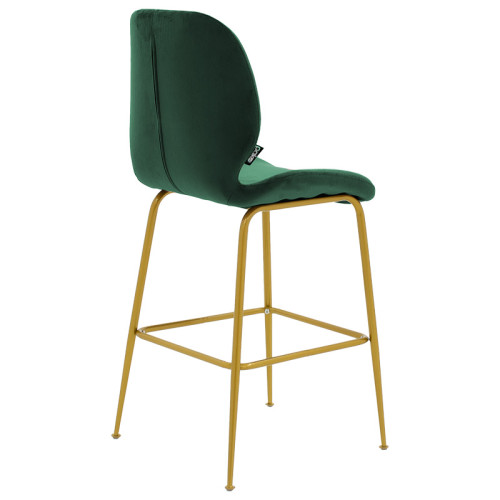 Bar stool Impel metallic gold-velvet dark green