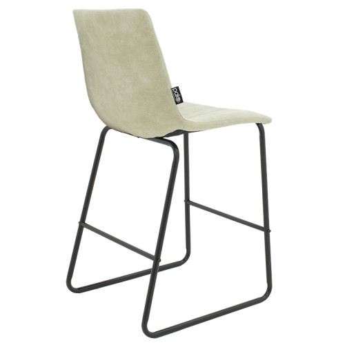 Bar Stool Desirable metal black legs-fabric antique light grey color