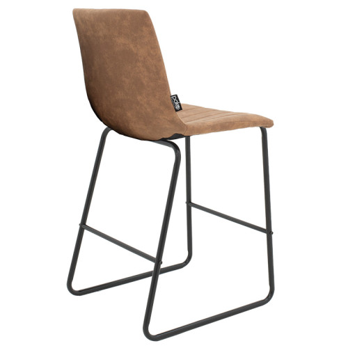 Bar Stool Desirable metal black legs-fabric antique brown color