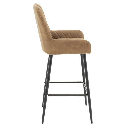 Bar Stool Delicacy metal black legs- fabric antique brown color
