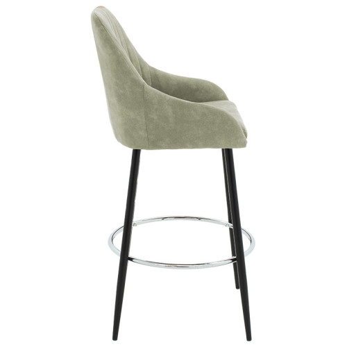 Bar Stool Cody metal black legs - fabric antique light grey color