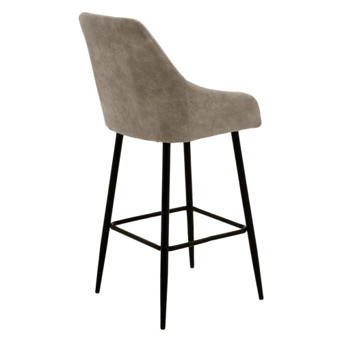 Bar Stool Empower metal black legs-fabric antique grey-brown color