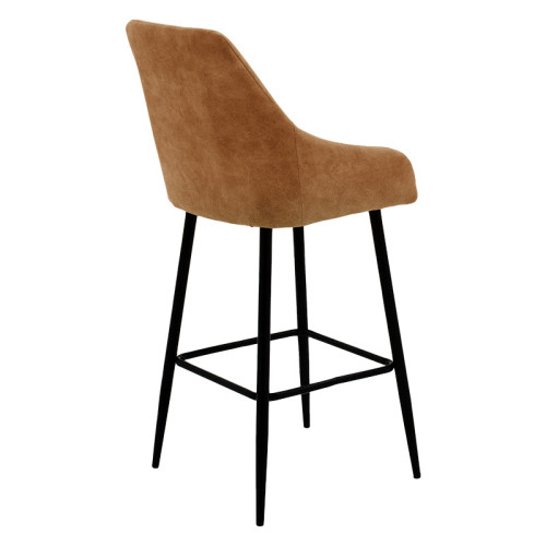 Bar Stool Empower metal black legs-fabric antique brown color