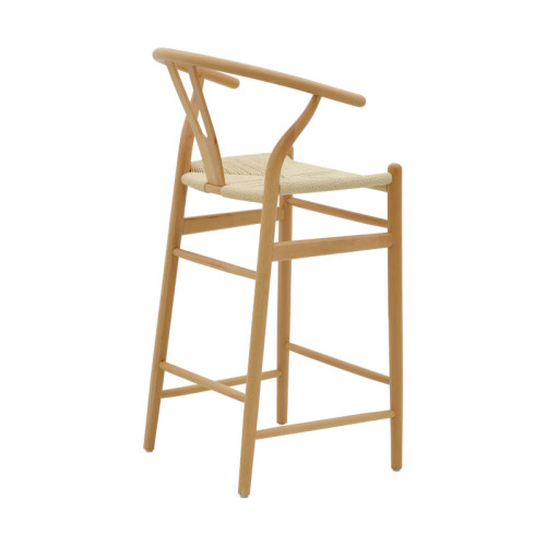 Bar stool Wishbone natural beech wood-natural rope 53x54x107cm