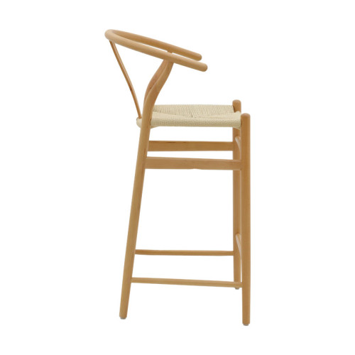 Bar stool Wishbone natural beech wood-natural rope 53x54x107cm