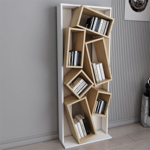 Bookcase Jamey pakoworld natural-white 60x24x153,6cm