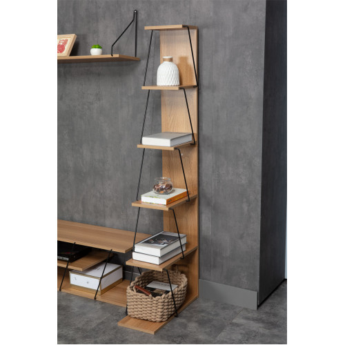 Bookcase mini Tars pakoworld sonoma- black 50x22x150cm