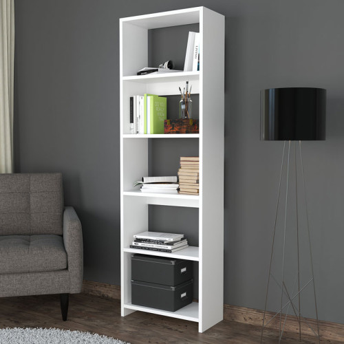 Bookcase Robelo pakoworld melamine white 48.6x22x160cm