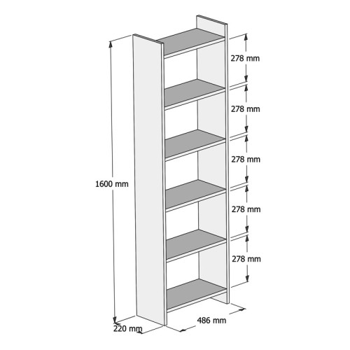 Bookcase Darco pakoworld melamine white 48.6x22x160cm