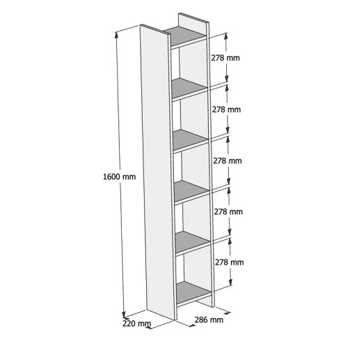Bookcase Darco pakoworld melamine white 28.6x22x160cm