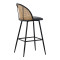 Bar stool Kace pe rattan natural-pu dark grey-metal black 43x55x102cm