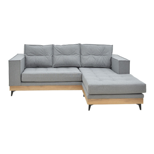 Corner reversible sofa Mirabel 250x184x100cm grey fabric-natural wood DIOMMI 166-000022 