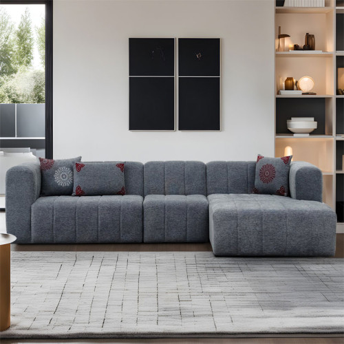 Corner sofa Beyza 299x160x73cm left corner dark grey fabric DIOMMI 071-001549